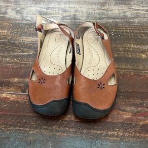 Keen Paradise Cush Sandals Women's 10 Brown Leather Slingback